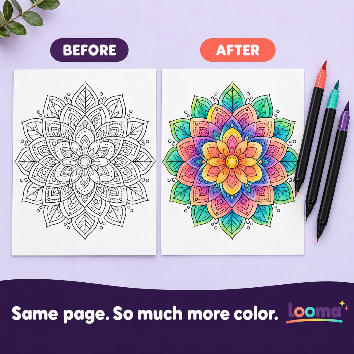 Before and after — same page, so much more color