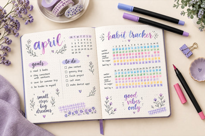Bullet journal with brush pens